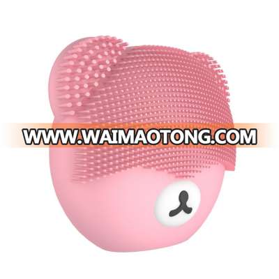 2018 Cute Bear Design Rechargeable Silicone Facial Cleansing Brush