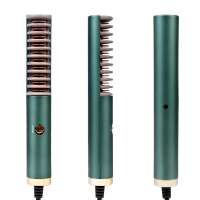 Beat Selling 2020 Newest Private Label Anti-scald PTC Mini Hair Straightening Brush for Travel Beard Comb